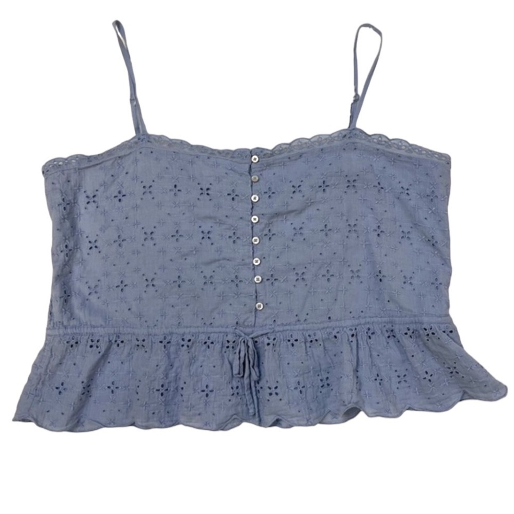 Aerie Periwinkle Eyelet Adjustable Spaghetti Strap Tank Crop Top XXL